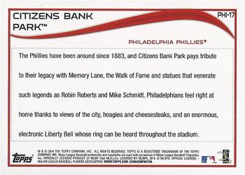 2014 Topps Philadelphia Phillies #PH-17 Citizens Bank Park Back