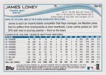 2014 Topps Tampa Bay Rays #TAM-10 James Loney Back