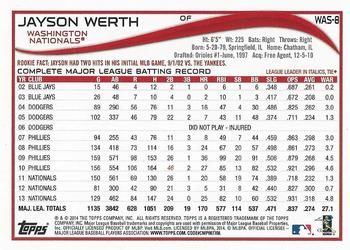 2014 Topps Washington Nationals #WAS-8 Jayson Werth Back