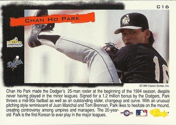 1994 Classic - Cream of the Crop #C16 Chan Ho Park Back
