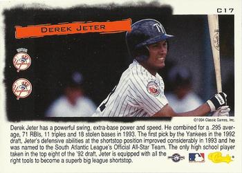 1994 Classic - Cream of the Crop #C17 Derek Jeter Back