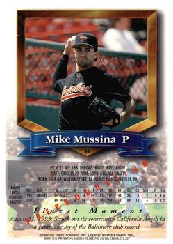 1994 Topps - Finest Preproduction #66 Mike Mussina Back