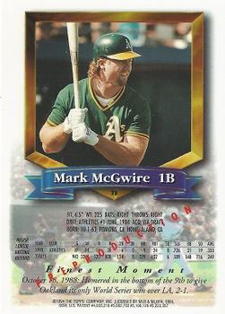 1994 Topps - Finest Preproduction #78 Mark McGwire Back