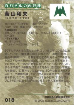 2006 BBM Nostalgic Baseball #018 Kazuo Kageyama Back