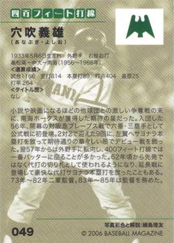 2006 BBM Nostalgic Baseball #049 Yoshio Anabuki Back
