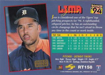 1994 Score Rookie & Traded - Gold Rush #RT158 Jose Lima Back