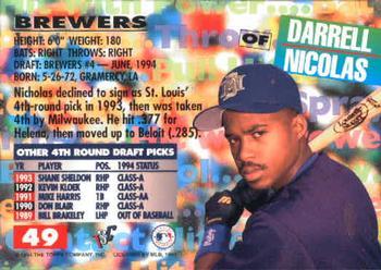 1994 Stadium Club Draft Picks - First Day Issue #49 Darrell Nicholas Back