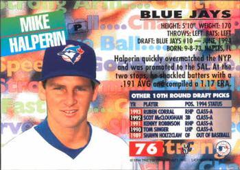 1994 Stadium Club Draft Picks - First Day Issue #76 Mike Halperin Back