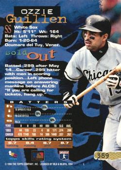 1994 Stadium Club - Members Only #389 Ozzie Guillen Back