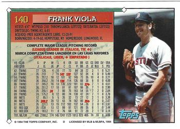 1994 Topps Bilingual #140 Frank Viola Back