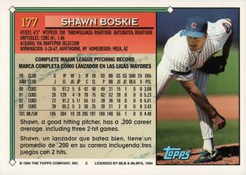 1994 Topps Bilingual #177 Shawn Boskie Back