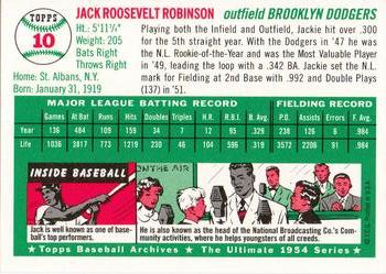 1994 Topps Archives 1954 - Gold #10 Jackie Robinson Back