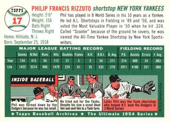 1994 Topps Archives 1954 - Gold #17 Phil Rizzuto Back