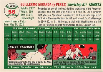 1994 Topps Archives 1954 - Gold #56 Willy Miranda Back