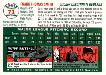 1994 Topps Archives 1954 - Gold #71 Frank Smith Back