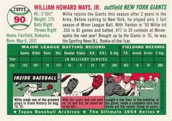 1994 Topps Archives 1954 - Gold #90 Willie Mays Back