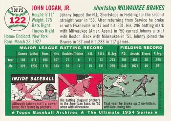1994 Topps Archives 1954 - Gold #122 Johnny Logan Back