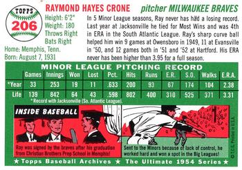 1994 Topps Archives 1954 - Gold #206 Ray Crone Back