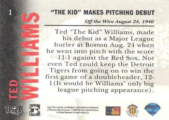 1994 Upper Deck All-Time Heroes - 125th Anniversary #1 Ted Williams Back