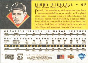 1994 Upper Deck All-Time Heroes - 125th Anniversary #61 Jimmy Piersall Back