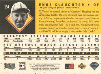 1994 Upper Deck All-Time Heroes - 125th Anniversary #134 Enos Slaughter Back