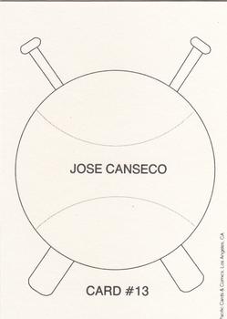 1989 Pacific Cards & Comics Crossed Bats (unlicensed) #13 Jose Canseco Back