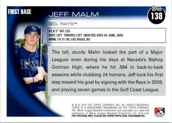 2010 Topps Pro Debut #138 Jeff Malm Back