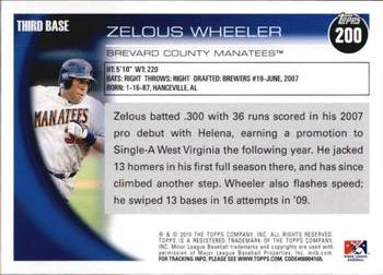 2010 Topps Pro Debut #200 Zelous Wheeler Back