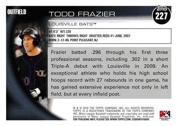 2010 Topps Pro Debut #227 Todd Frazier Back