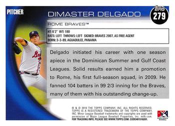 2010 Topps Pro Debut #279 Dimaster Delgado Back