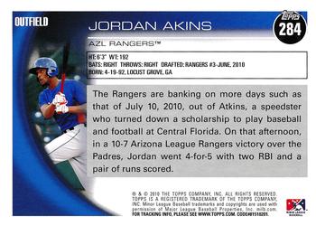 2010 Topps Pro Debut #284 Jordan Akins Back