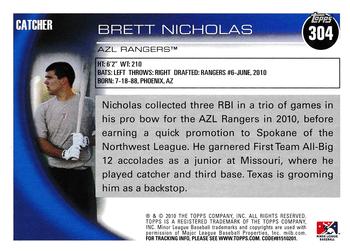 2010 Topps Pro Debut #304 Brett Nicholas Back