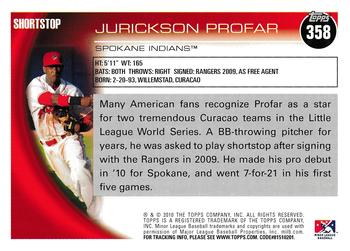 2010 Topps Pro Debut #358 Jurickson Profar Back