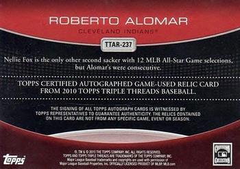 2010 Topps Triple Threads - Autograph Relics #TTAR-237 Roberto Alomar  Back