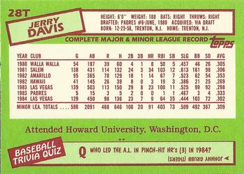 1985 Topps Traded #28T Jerry Davis Back