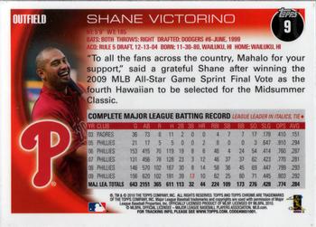 2010 Topps Chrome #9 Shane Victorino Back