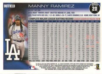 2010 Topps Chrome #20 Manny Ramirez Back