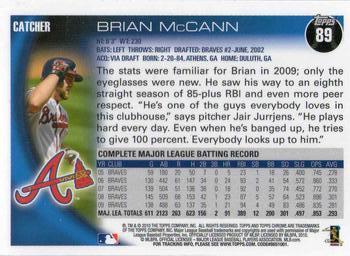 2010 Topps Chrome #89 Brian McCann Back