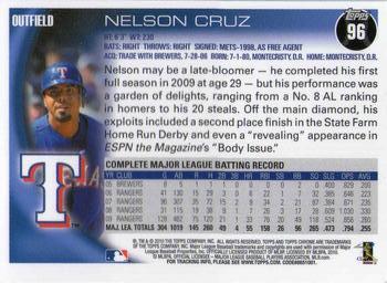 2010 Topps Chrome #96 Nelson Cruz Back