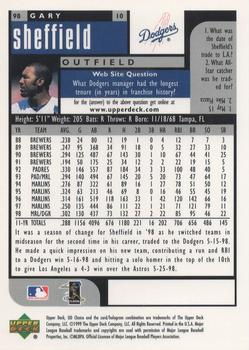 1999 UD Choice Preview #98 Gary Sheffield Back