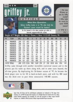 1999 UD Choice Preview #142 Ken Griffey Jr. Back