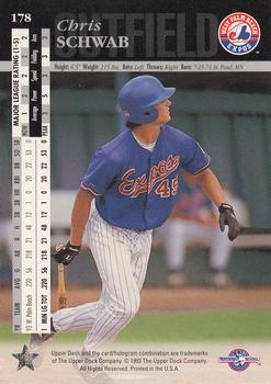 1994 Upper Deck Minor League #178 Chris Schwab Back