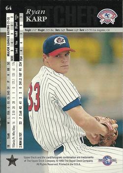1994 Upper Deck Minor League #64 Ryan Karp Back