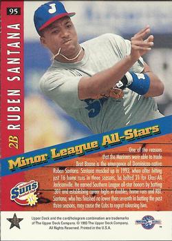 1994 Upper Deck Minor League #95 Ruben Santana Back