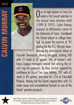 1994 Upper Deck Minor League - Player of the Year #PY11 Calvin Murray Back