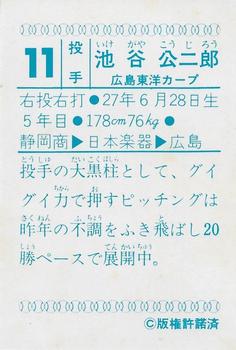 1978 Yamakatsu (JY 6) #NNO Kojiro Ikegaya Back