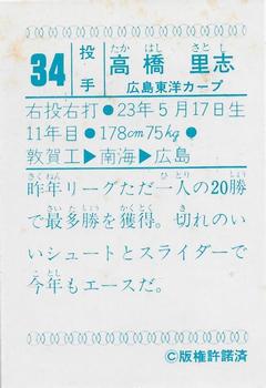1978 Yamakatsu (JY 6) #NNO Satoshi Takahashi Back