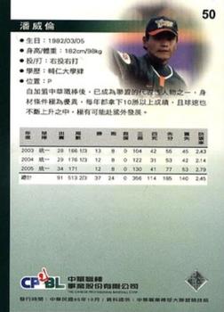 2005 CPBL #50 Wei-Lun Pan Back