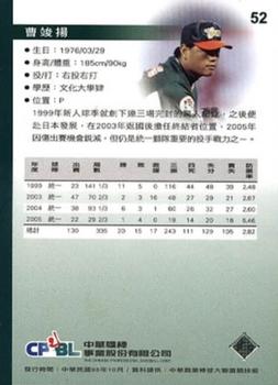 2005 CPBL #52 Chun-Yang Tsao Back