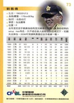 2005 CPBL #73 Yi-Chuan Liu Back